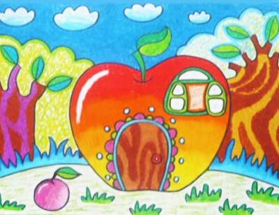 这是一幅关于春节的儿童画,画面设计新颖,色彩,绘画非常漂亮,不错.