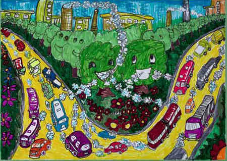 绿色家园儿童画:环保责任