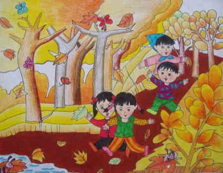 儿童画秋天:秋天的收获