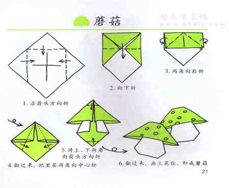 折纸大全:蘑菇折纸步骤