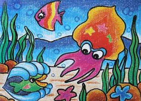 海底世界儿童画:想象的海底世界