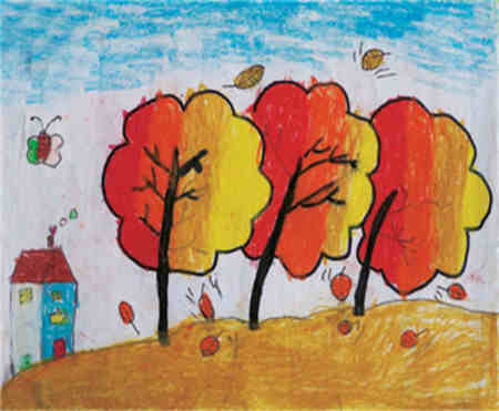 儿童画秋天:儿童画美丽的秋天