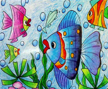 海底世界儿童画:海底世界幼儿园绘画教案