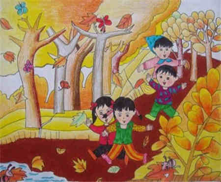 儿童画秋天: 秋天的快乐