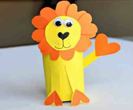 卡纸手工制作大全:卫生纸卷筒和卡纸做可爱小狮子