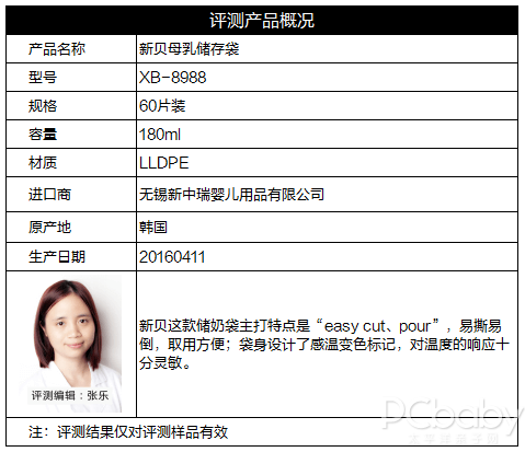 感温变色灵敏 新贝储奶袋评测