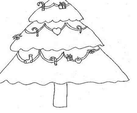 圣诞树简笔画:卡通圣诞树简笔画