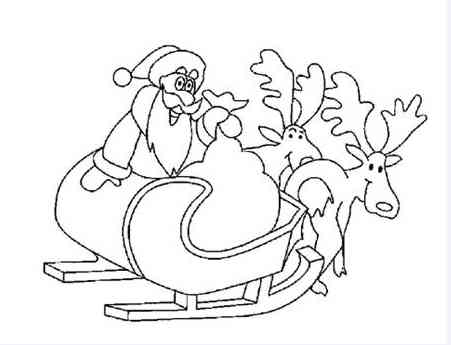 圣诞老人简笔画:圣诞老人的麋鹿车